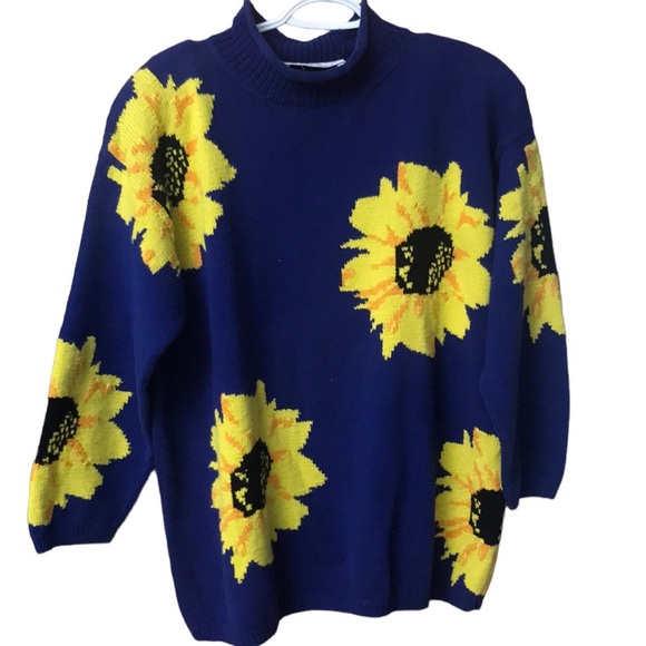 Adrienne Vittadini cotton floral sweater - Picture 1 of 3